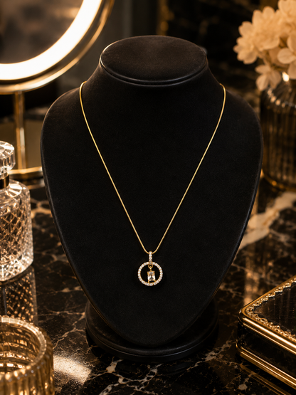 Swarique Arohi Crystal Halo Pendant Necklace