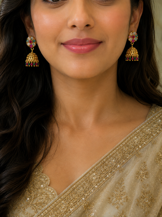 Swarique Pushparang Multicolour Jhumka Earrings