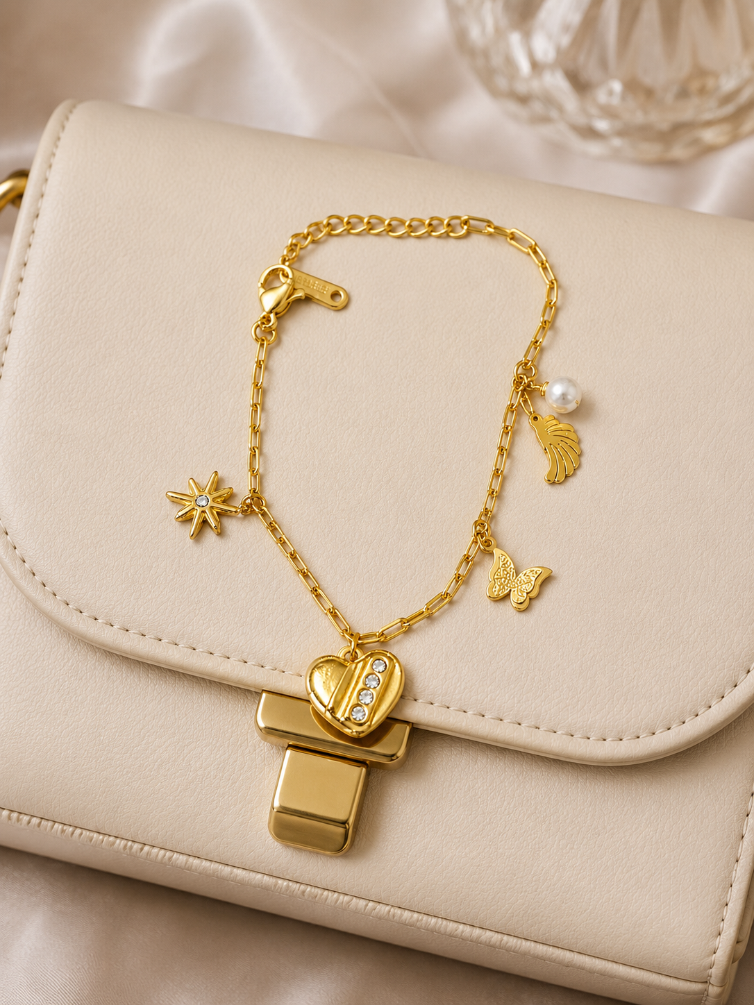 Swarique Elara Heart Charm Chain Bracelet