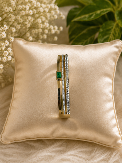 Swarique Navika Crystal Stack Bracelet (Green)