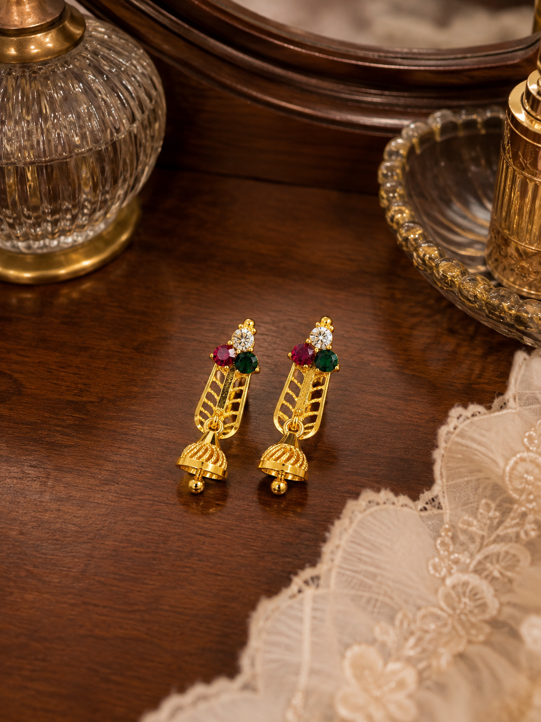 Swarique Mahika Jhumka Earrings (Multicolor)
