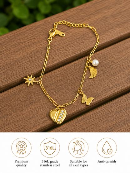 Swarique Elara Heart Charm Chain Bracelet