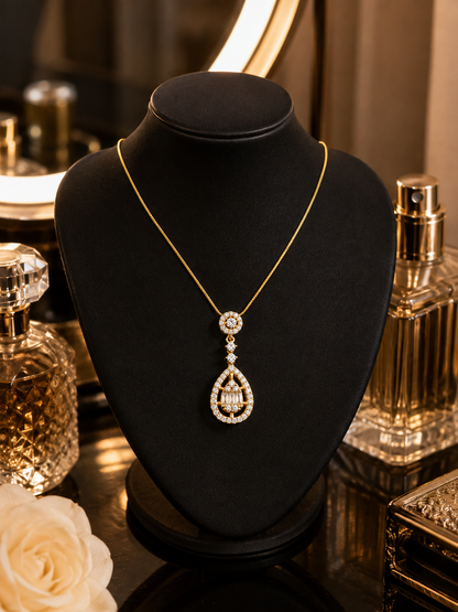 Swarique Anvika Teardrop Crystal Pendant Necklace