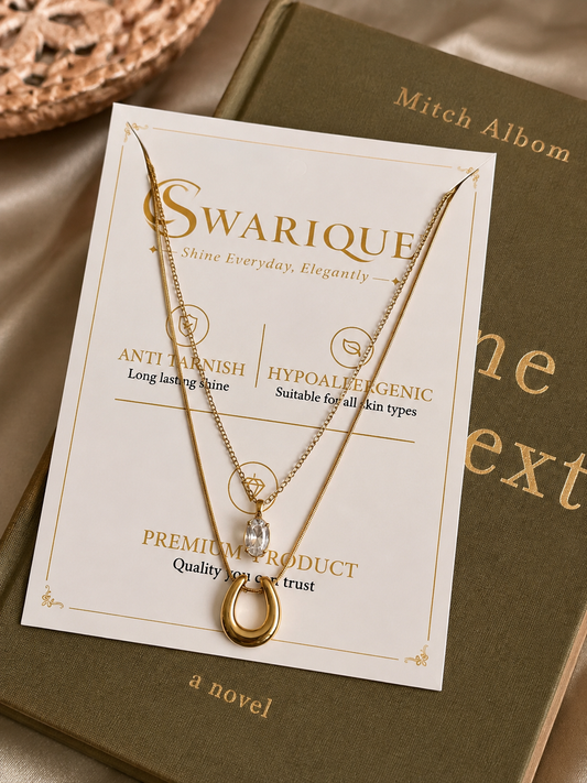 Swarique Aashvi Crystal Horseshoe Layered Necklace