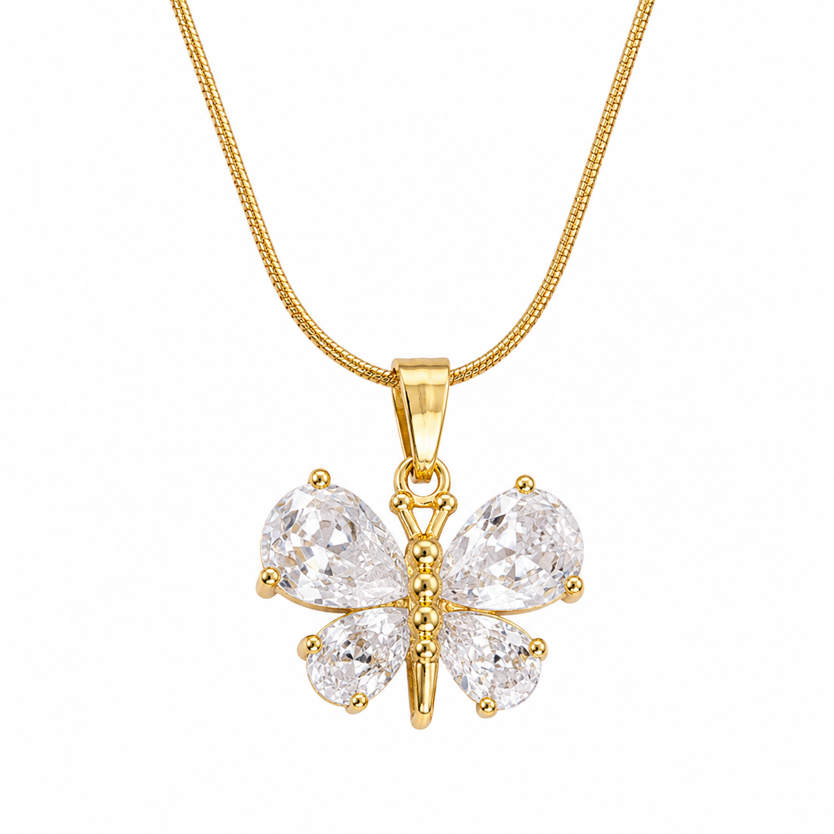 Swarique Pankhuri Crystal Butterfly Pendant Necklace