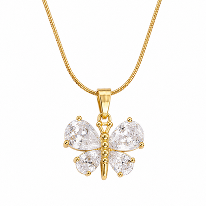 Swarique Pankhuri Crystal Butterfly Pendant Necklace
