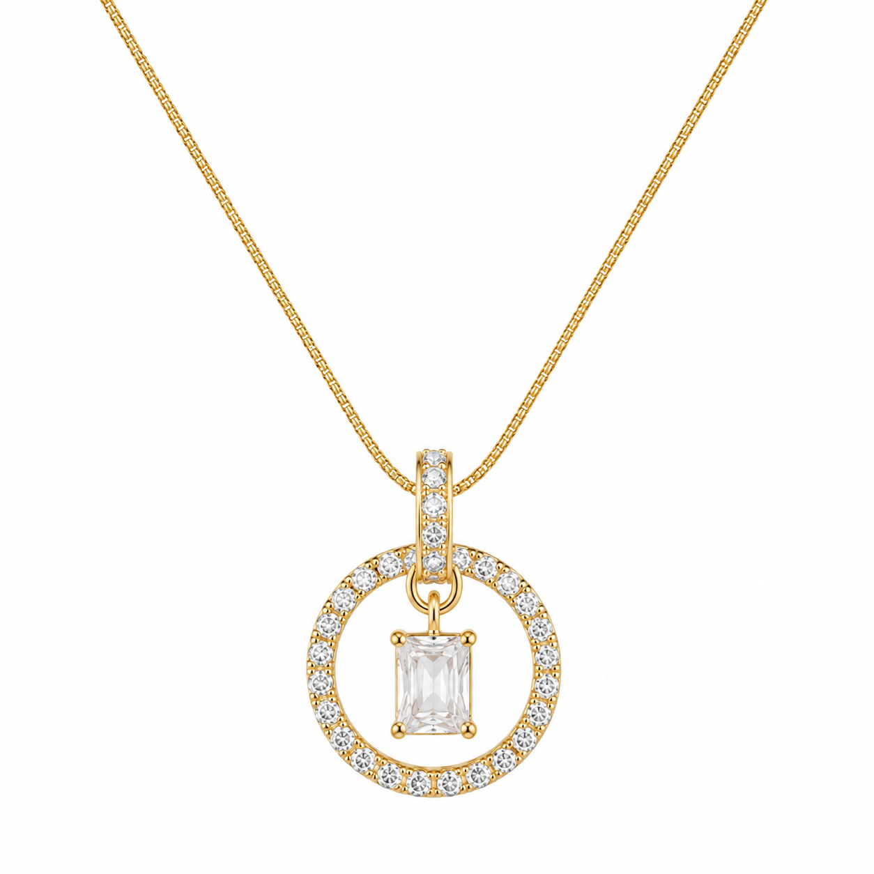 Swarique Arohi Crystal Halo Pendant Necklace
