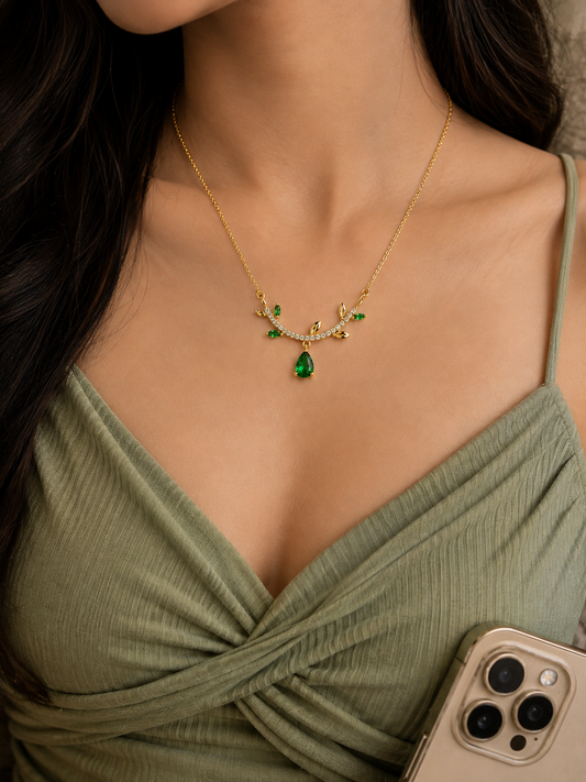 Swarique Emerald Vine Pendant Necklace