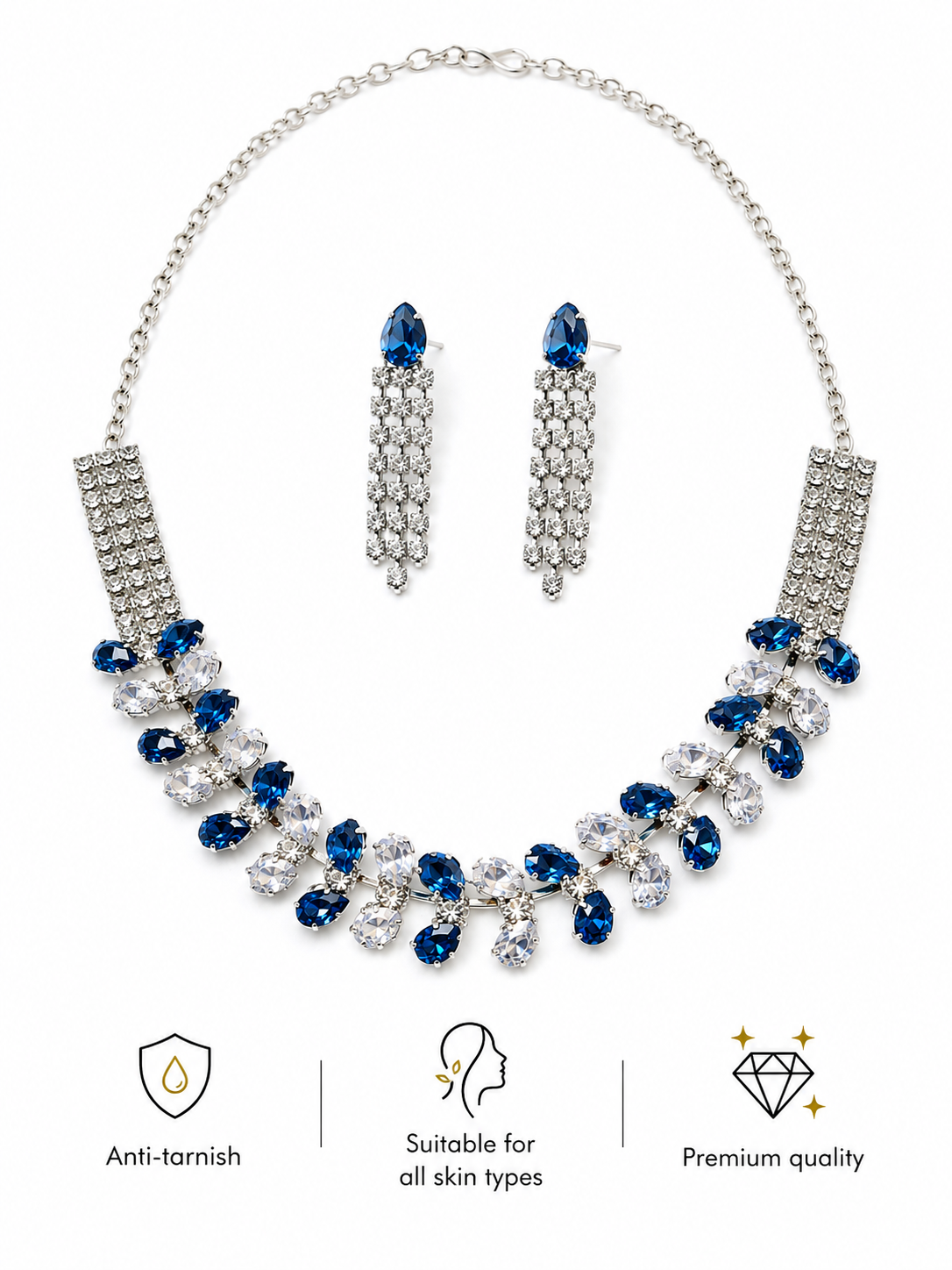 Azure Bloom Crystal Necklace Set