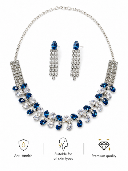 Azure Bloom Crystal Necklace Set