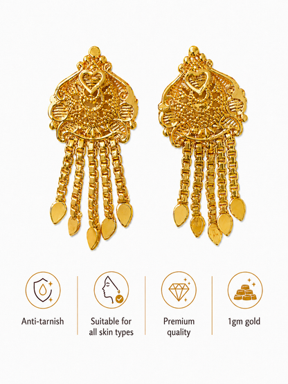 Sunehri Noor 1gm Gold Tassel Earrings