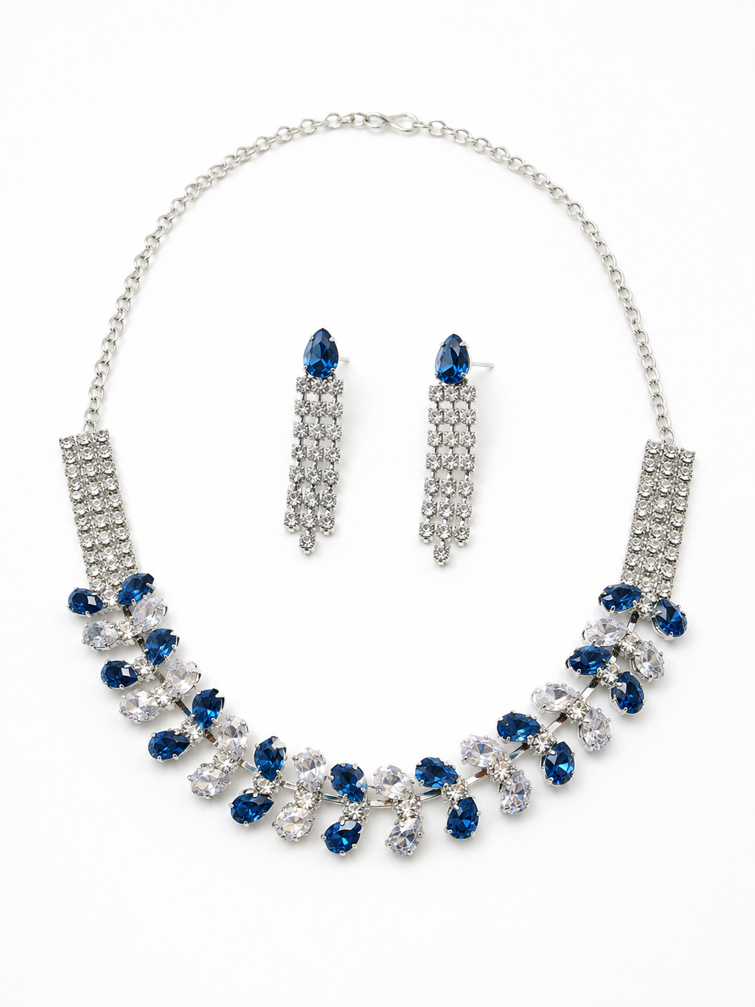Azure Bloom Crystal Necklace Set