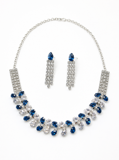 Azure Bloom Crystal Necklace Set