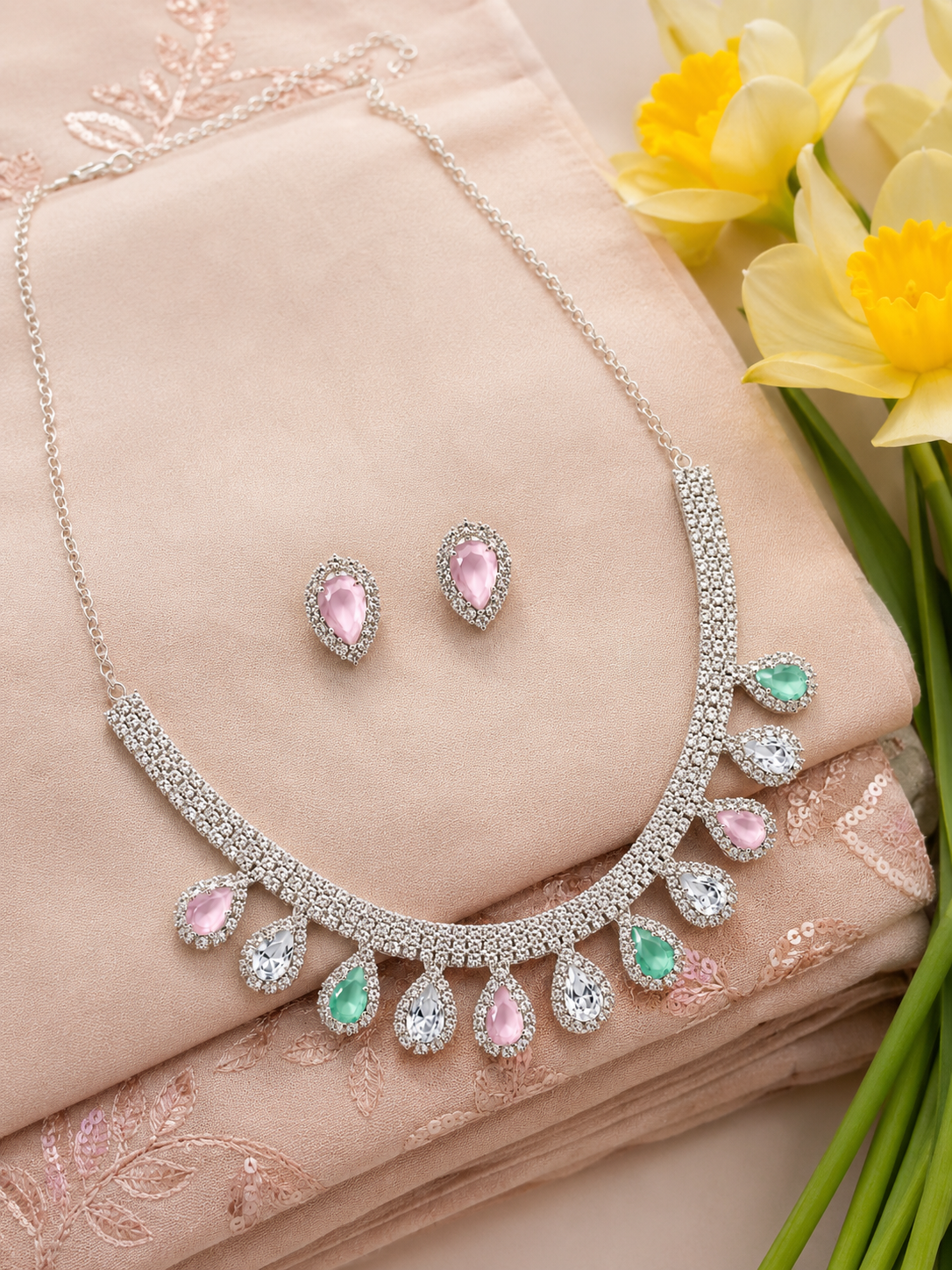 Blush Meadow AD Necklace Set
