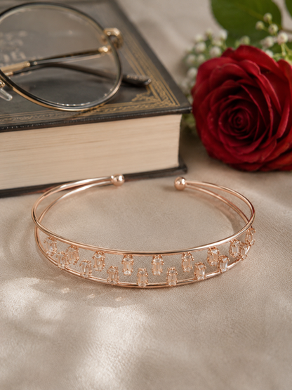 Noir Luxe Crystal Cuff Bracelet (Rose Gold)
