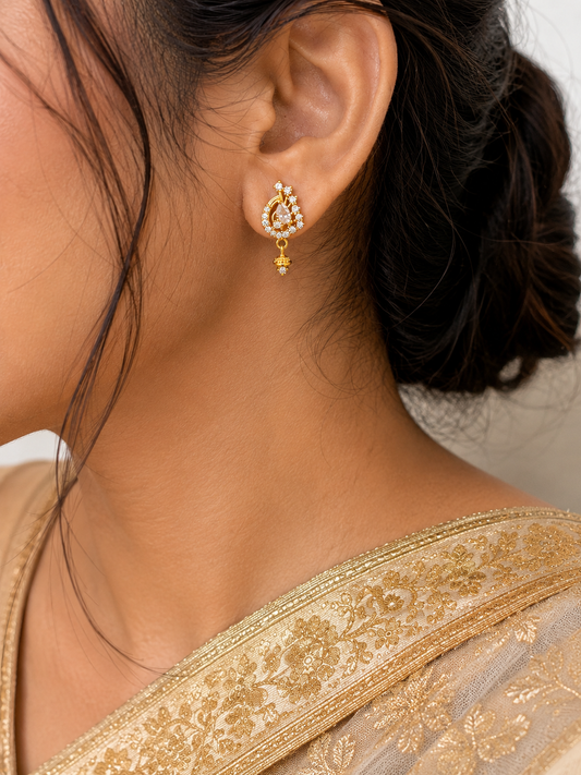 Aarohi Sparkle 1 gm Gold Drop Earrings
