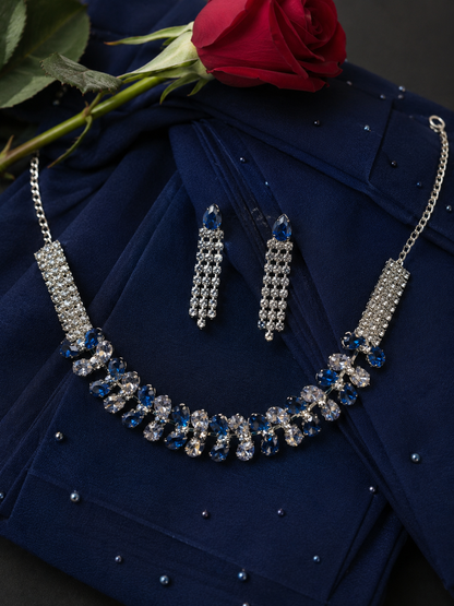 Azure Bloom Crystal Necklace Set