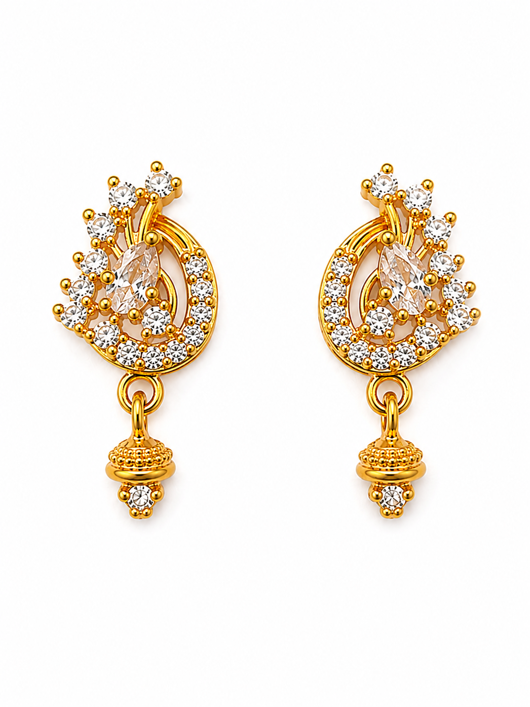 Aarohi Sparkle 1 gm Gold Drop Earrings