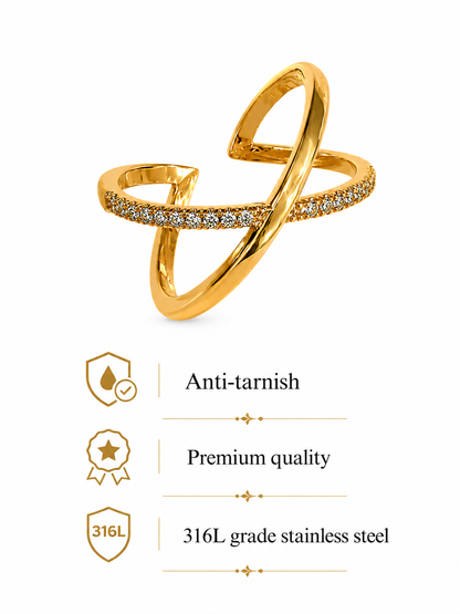 Swarique Celestia Crisscross Adjustable Ring