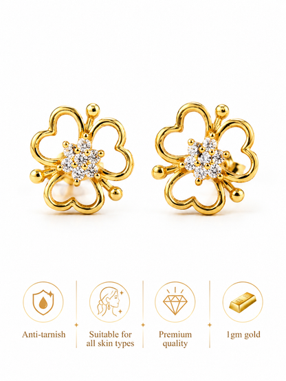 Ira Blossom 1 gm Gold Stud Earrings