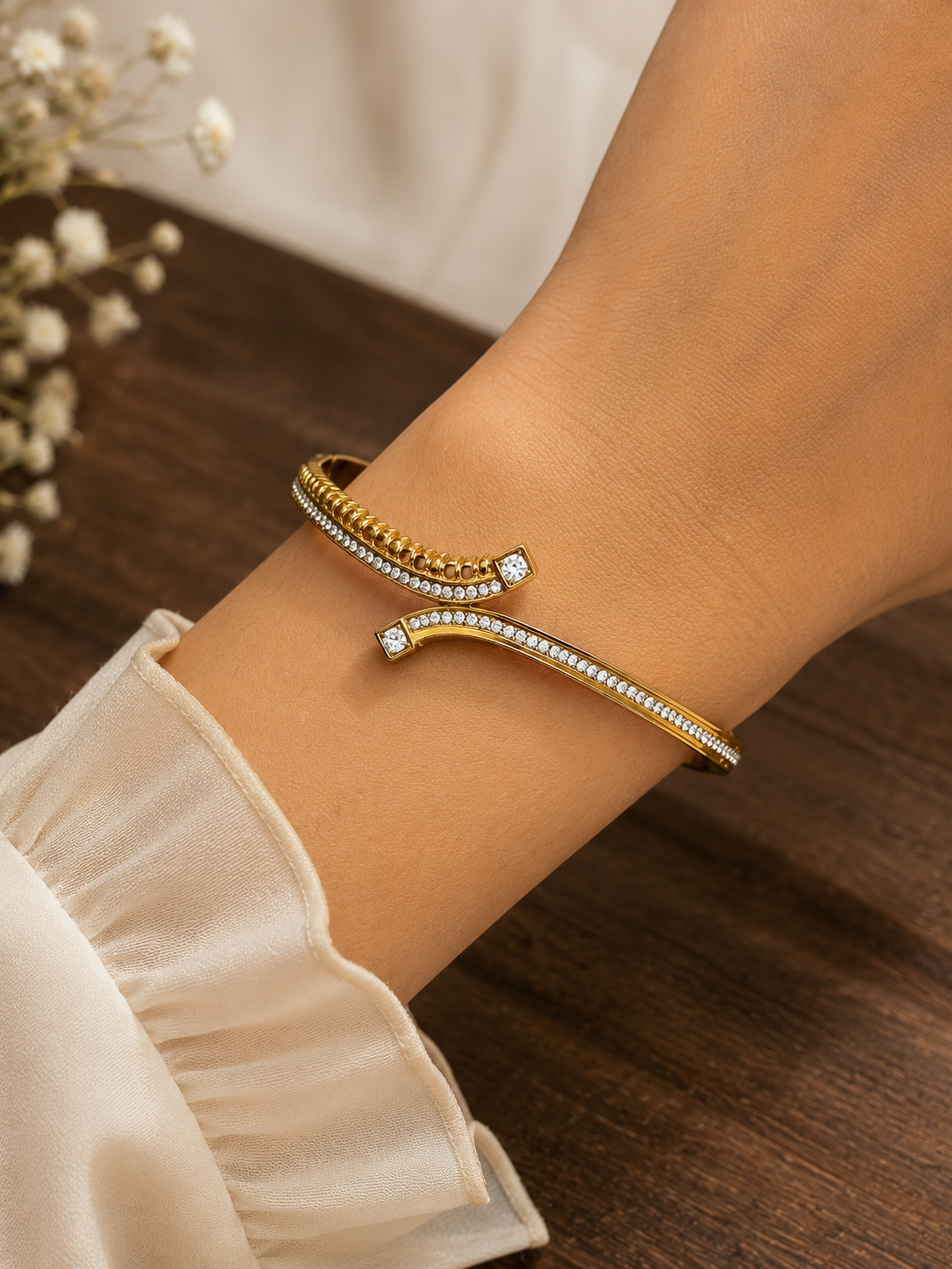 Swarique Iraaya Crystal Cuff Bracelet