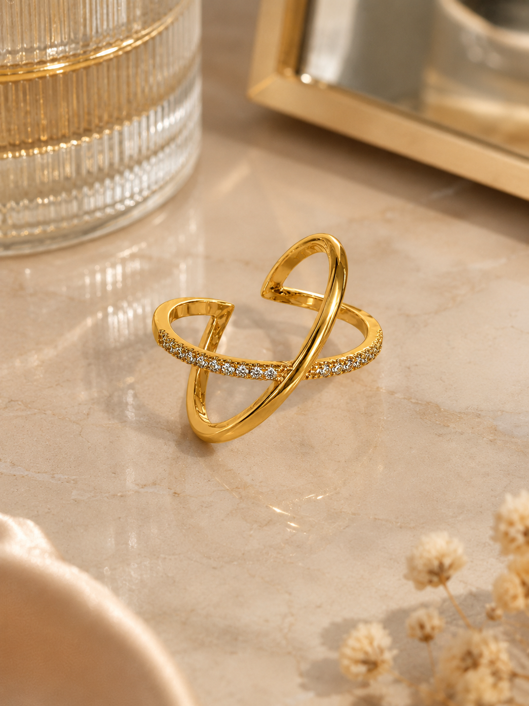Swarique Celestia Crisscross Adjustable Ring