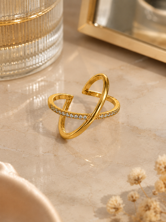 Swarique Celestia Crisscross Adjustable Ring