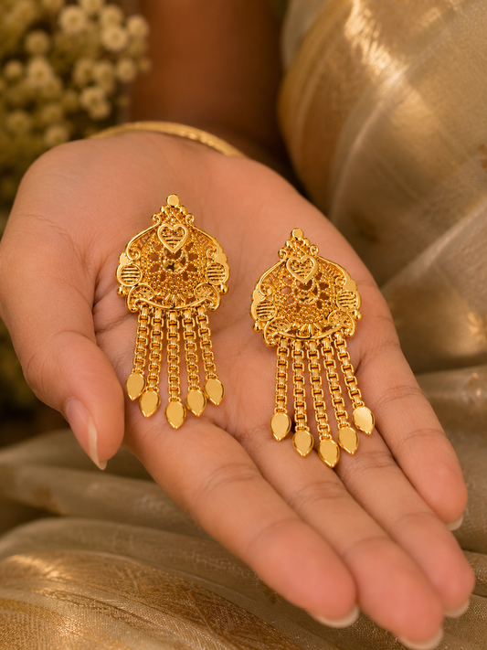 Sunehri Noor 1gm Gold Tassel Earrings