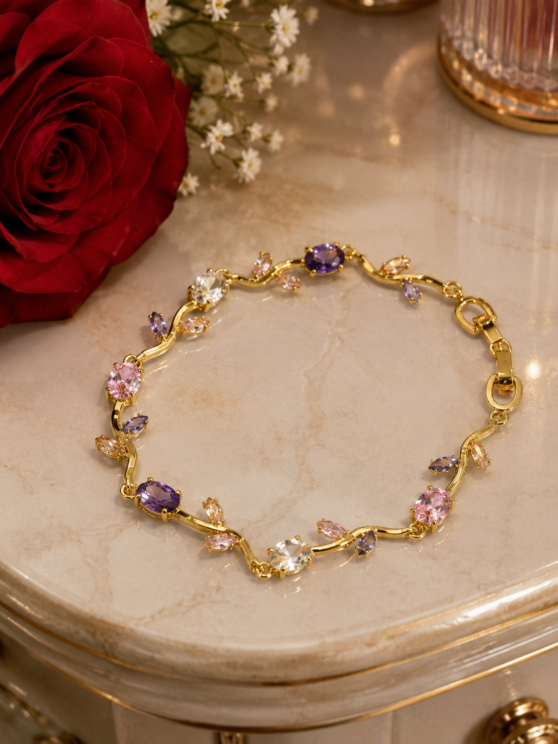 Amethyst Blossom Tulip Bracelet