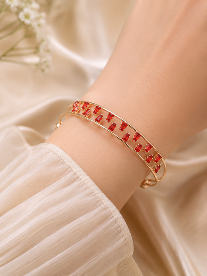 Noir Luxe Crystal Cuff Bracelet (Red)