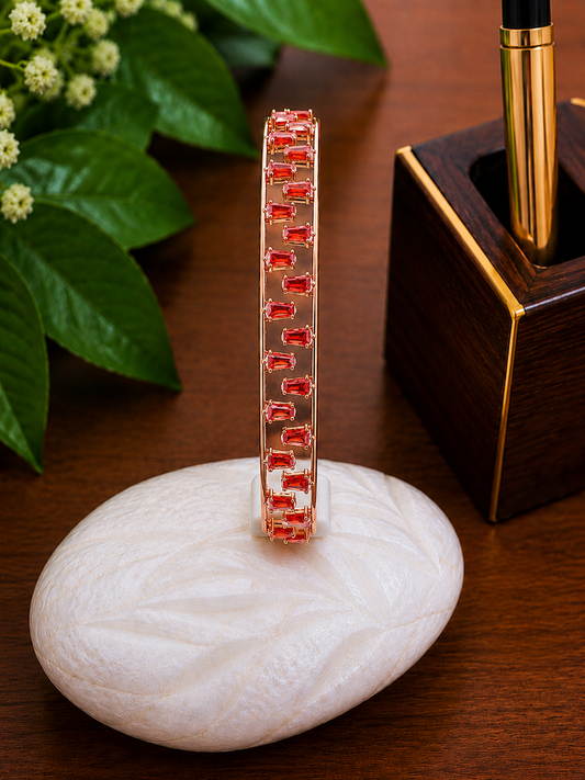 Noir Luxe Crystal Cuff Bracelet (Red)