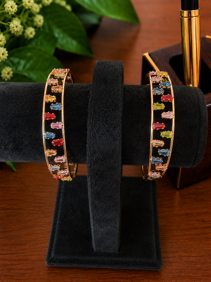 Noir Luxe Crystal Cuff Bracelet (Multicolor)