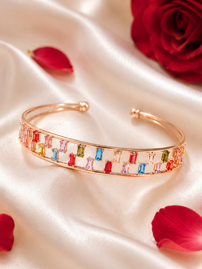 Noir Luxe Crystal Cuff Bracelet (Multicolor)