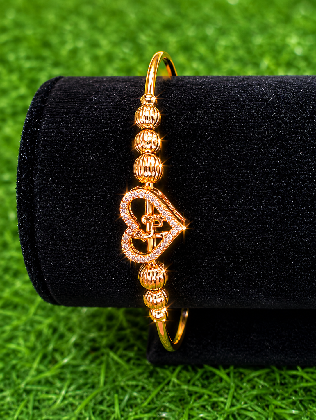 Golden Heart Crystal Charm Bracelet