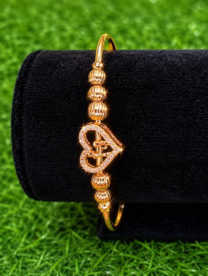 Golden Heart Crystal Charm Bracelet