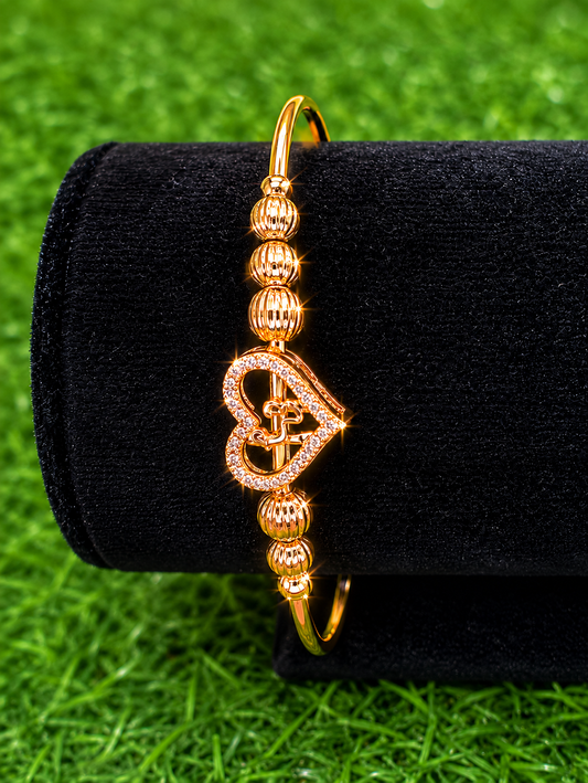 Golden Heart Crystal Charm Bracelet