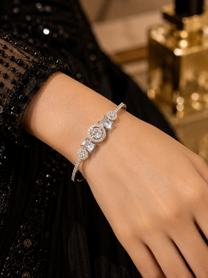 Silver Radiance Crystal Statement Bracelet