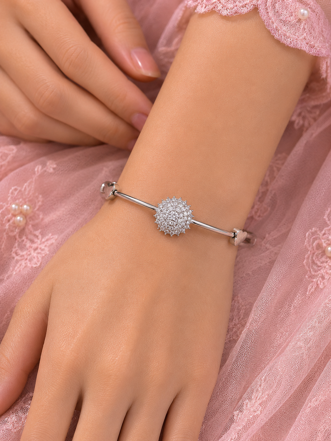 Silver Blossom Sparkle Bracelet