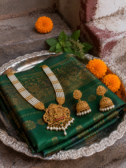 Mahalakshmi Pearl Temple Necklace Set