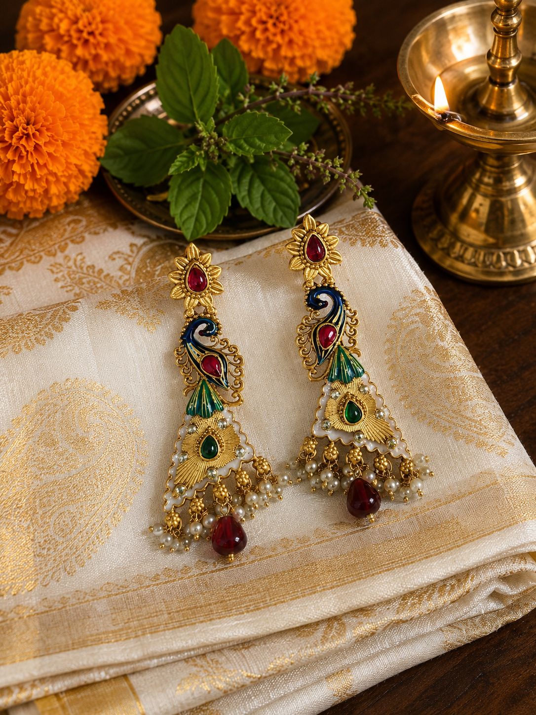 Mayurika Peacock Chandbali Earrings