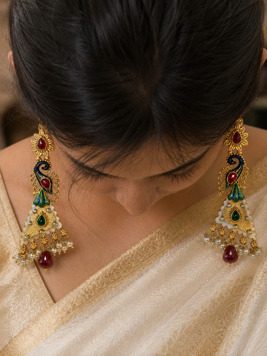 Mayurika Peacock Chandbali Earrings