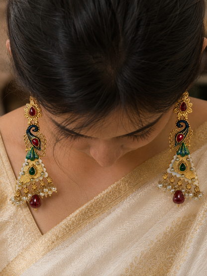 Mayurika Peacock Chandbali Earrings