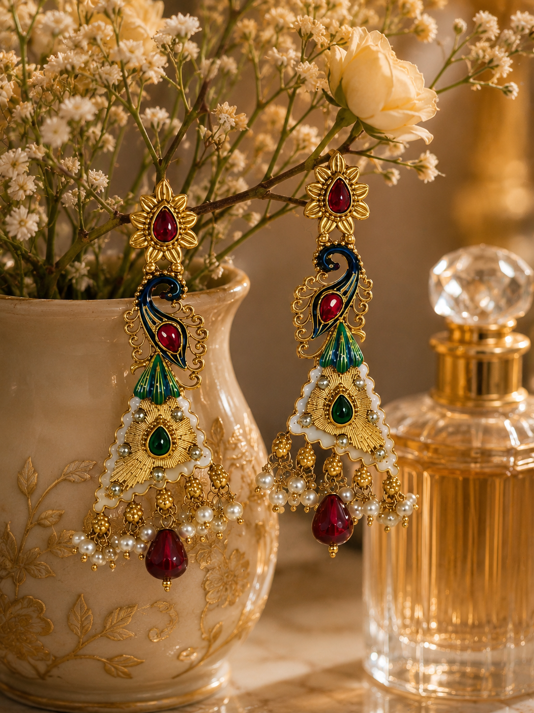 Mayurika Peacock Chandbali Earrings