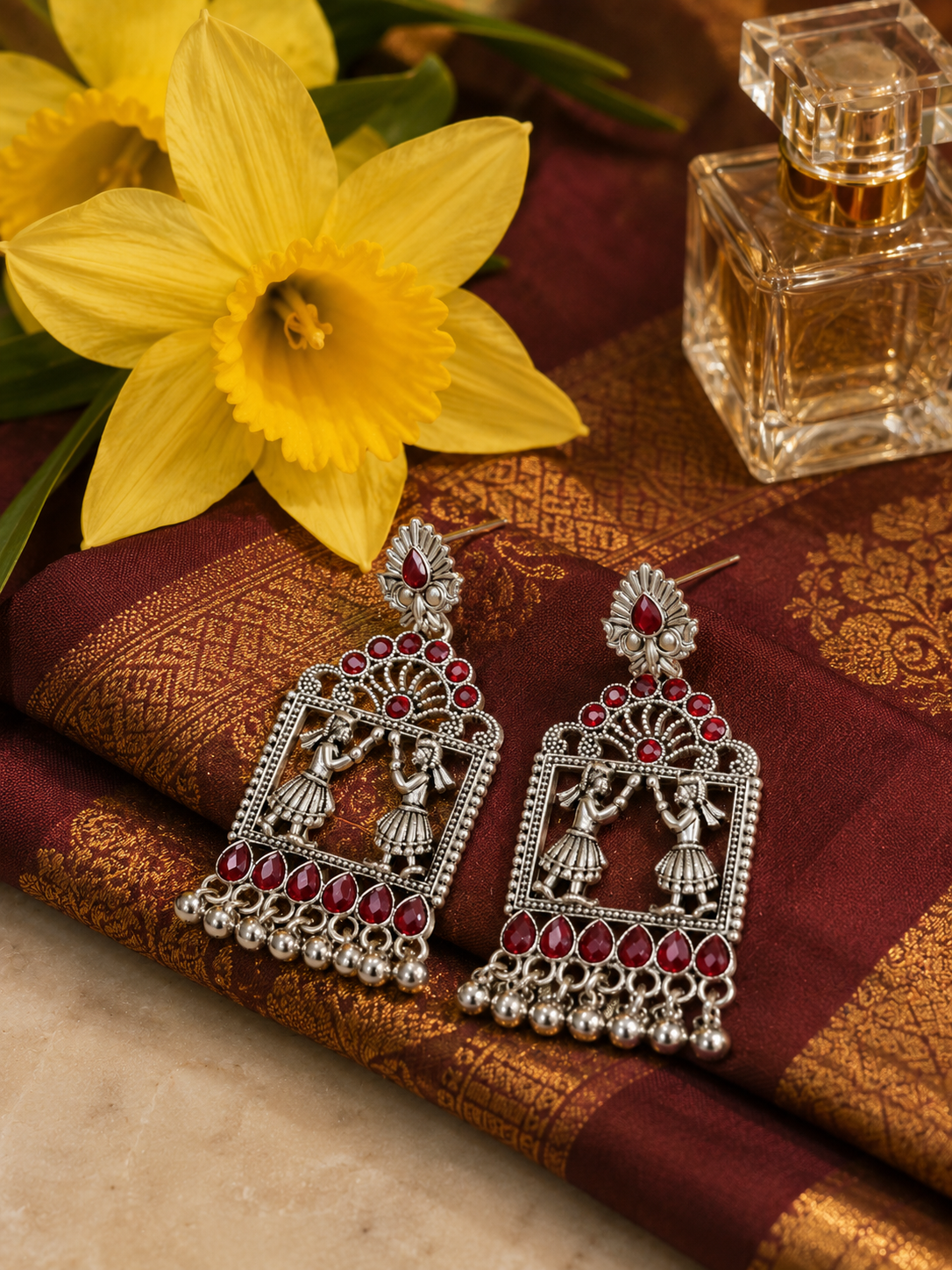 Nritya Mahal Ruby Statement Earrings