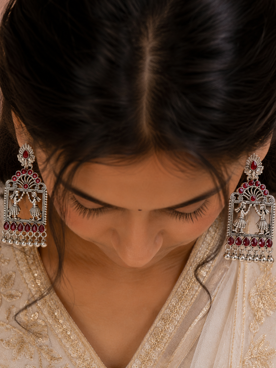 Nritya Mahal Ruby Statement Earrings