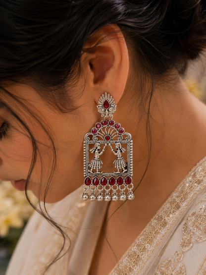 Nritya Mahal Ruby Statement Earrings