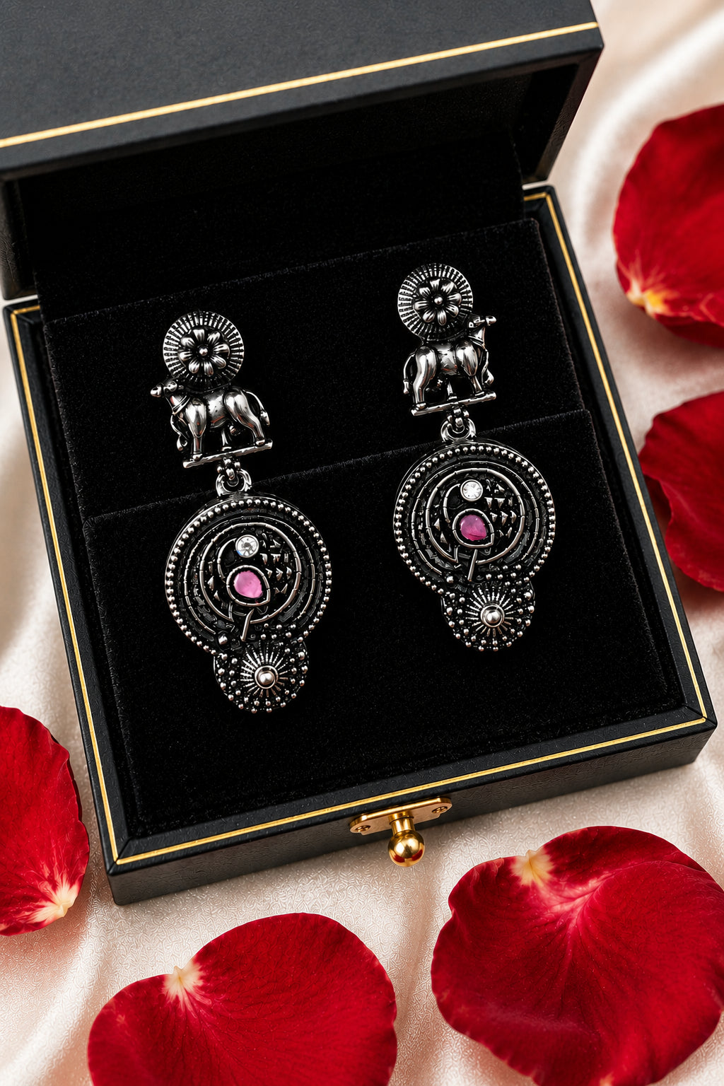Royal Maze Oxidised Statement Earrings