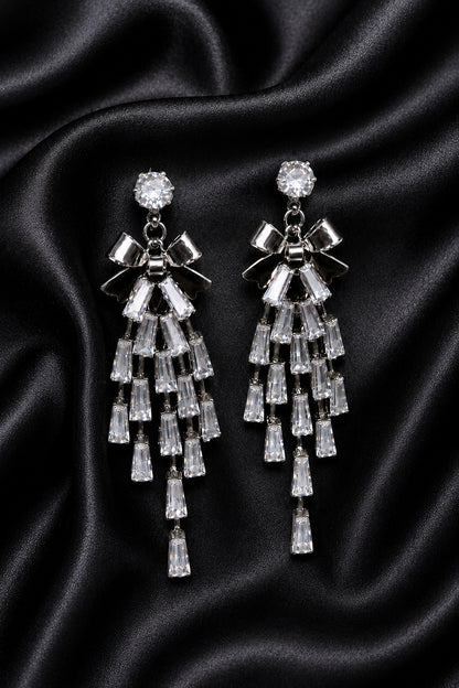 Crystal Cascade Bow Earrings