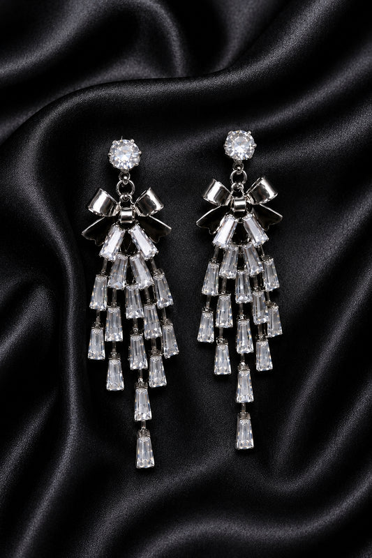 Crystal Cascade Bow Earrings