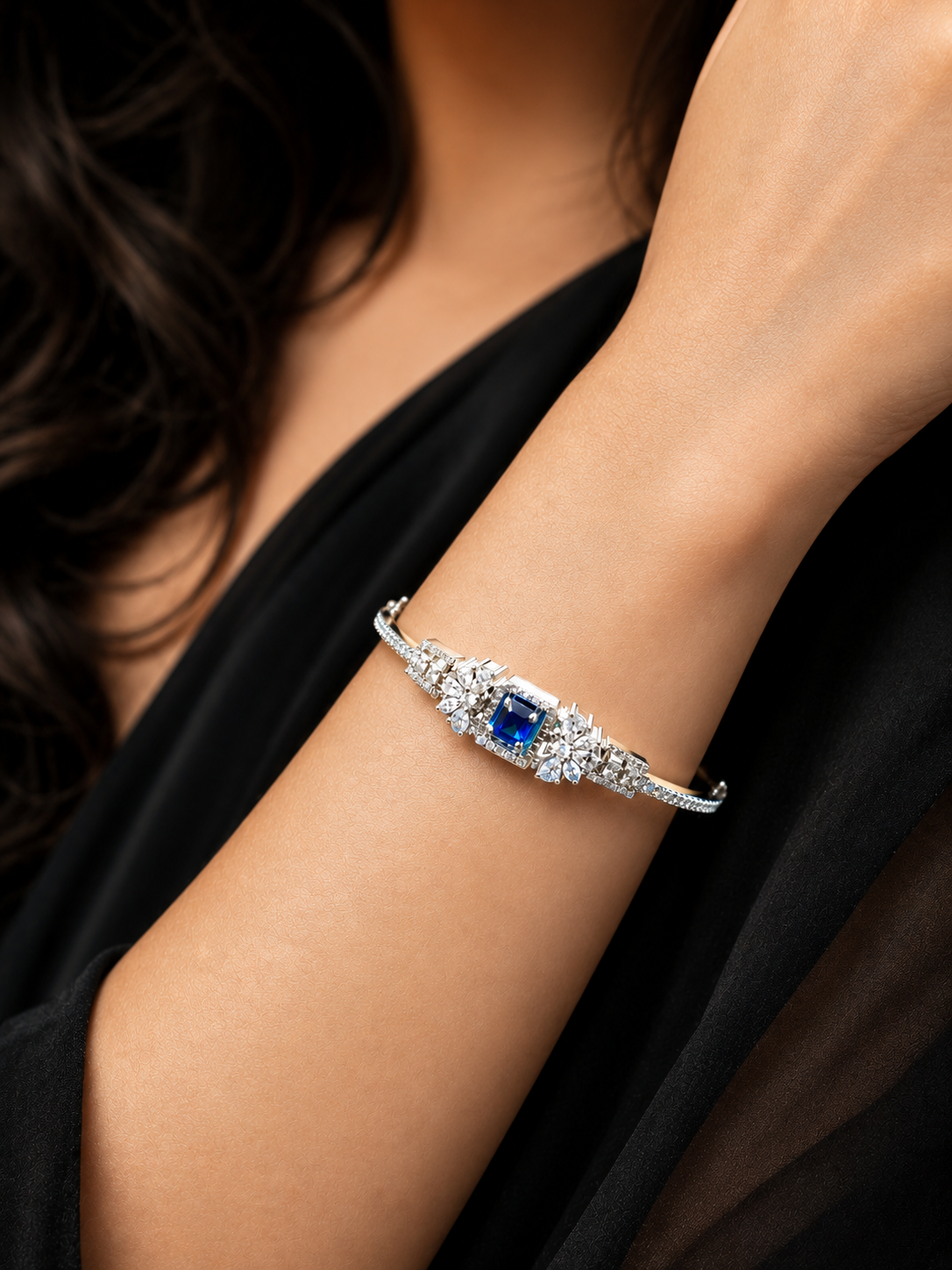 Sapphire Bloom Crystal Bracelet
